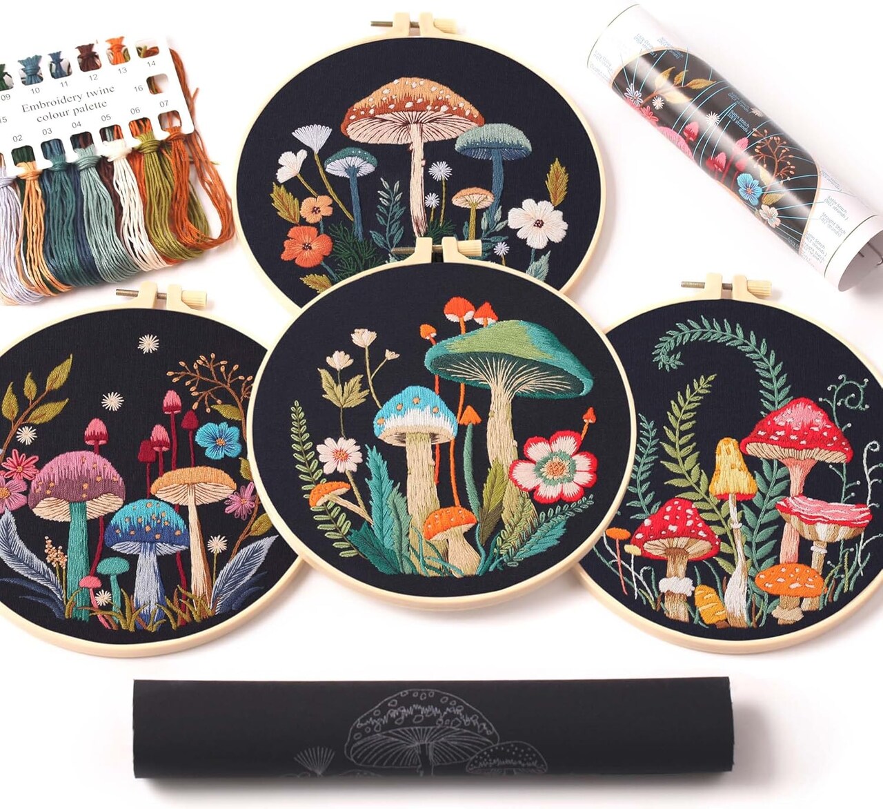 4pcs of Embroidery Starter kit,2 Plastic Embroidery Rings, 1 Pair of Scissors